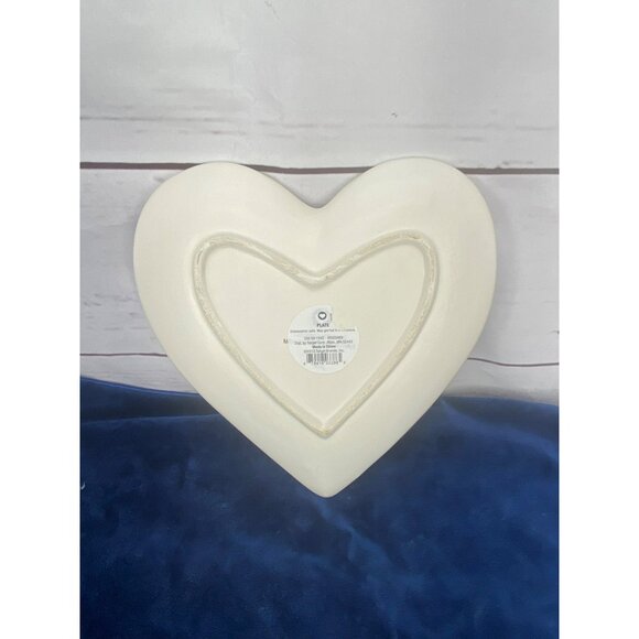 White Ceramic‎ Heart Shaped Plate With Red Side Heart - Picture 3 of 7